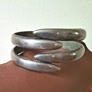 Vintage Silver Tone Claw Cuff Bracelet